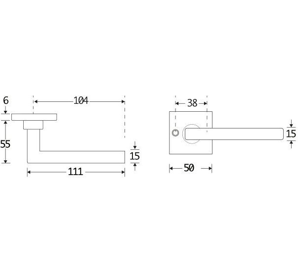 Deurklink op ongeveerd rozet Kare/Bauhaus messing antiek - Afbeelding 2