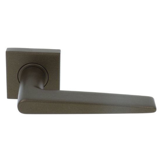 Deurklink Wig op geveerd vierkant rozet brons