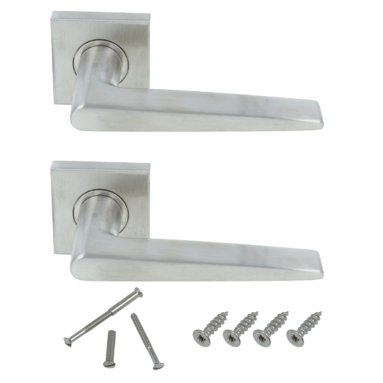 Deurklink Wig op geveerd vierkant rozet mat rvs - Afbeelding 3