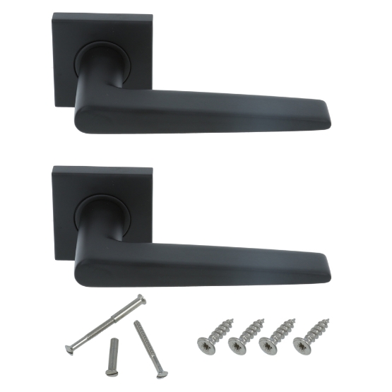 Deurklink Wig op geveerd vierkant rozet mat zwart - Afbeelding 3