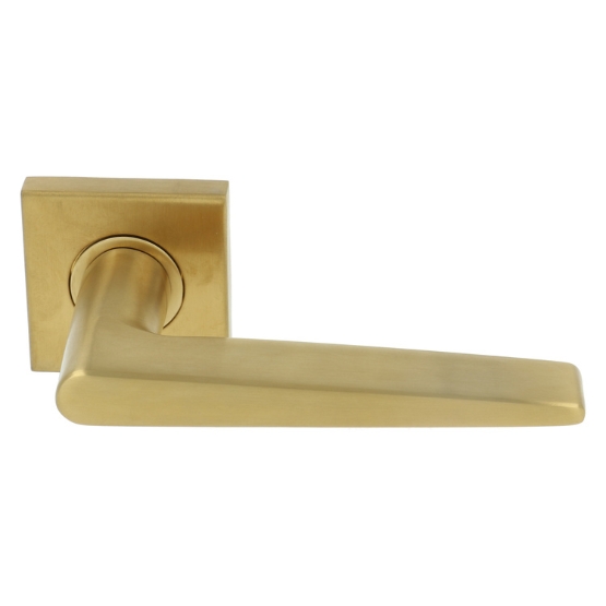 Deurklink Wig op geveerd vierkant rozet PVD mat goud