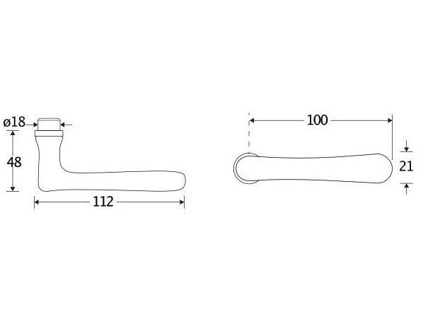 Enkele deurklink Linea rechts messing antiek brons - Afbeelding 2