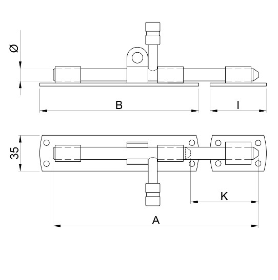 Hangslotgrendel horizontaal 200 mm verzinkt - Afbeelding 2
