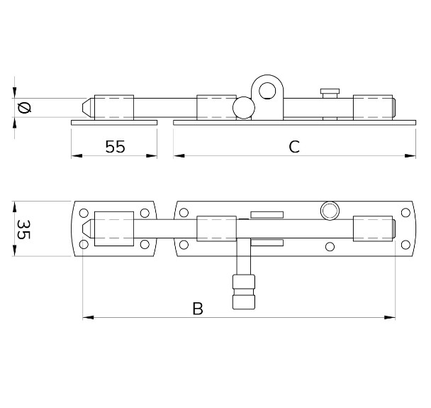 Hangslotgrendel verticaal 420 mm verzinkt - Afbeelding 2