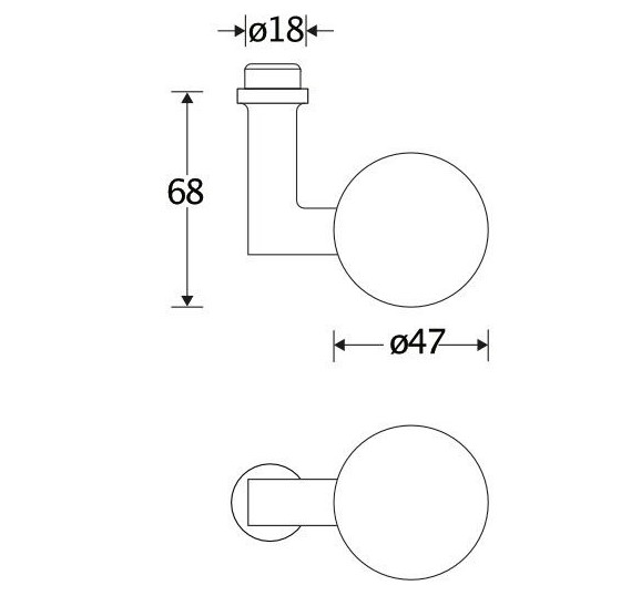 Knop Bauhaus kogel tbv SKG schild messing antiek - Afbeelding 2