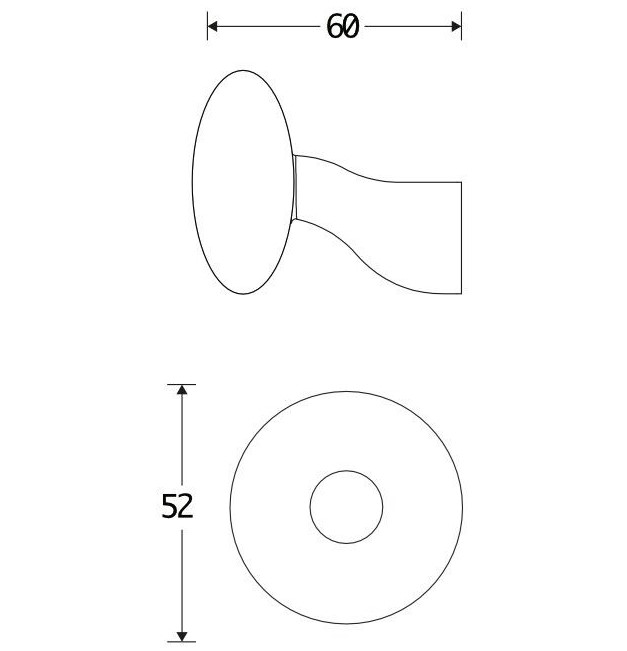 Knop Paddenstoel tbv SKG schild messing antiek - Afbeelding 2