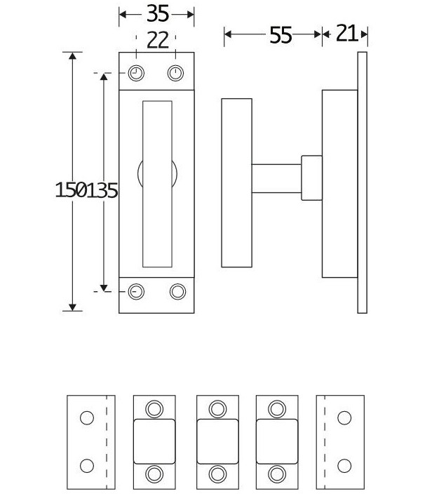 Kruk-espagnolet Kare messing Antiek Inclusief 2 Stangen - Afbeelding 2