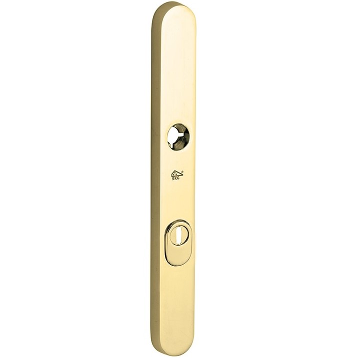 SKG3 ovaal smal schild PC55 buiten met kerntrekbeveiliging messing ongelakt