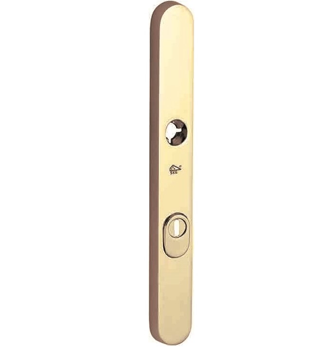 SKG3 ovaal smal schild PC92 buiten met kerntrekbeveiliging messing PVD