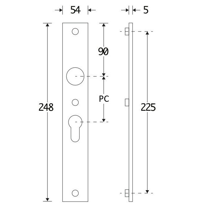 SKG3 rechthoekig schild PC55 binnen glans nikkel - Afbeelding 2
