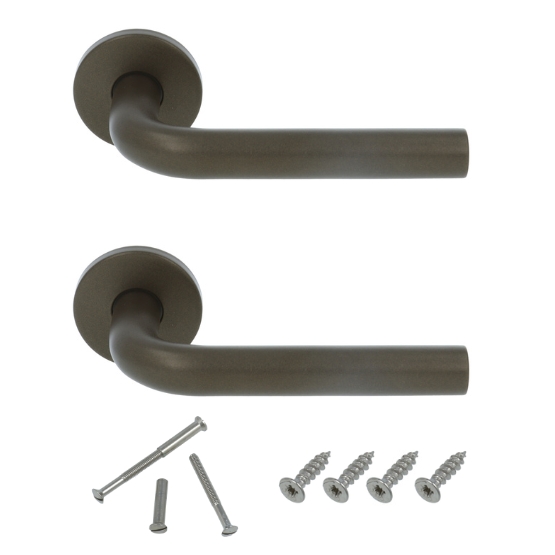 Deurklink BASIC LBIII-19 op ronde rozet brons - Afbeelding 3