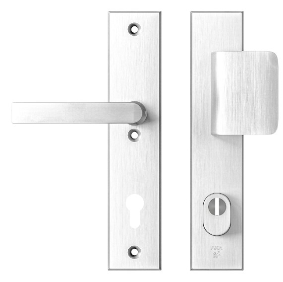 AXA Edge Plus veiligheidsbeslag PC92 met kerntrekbeveiliging D-greep/kruk SKG3 Aluminium F1