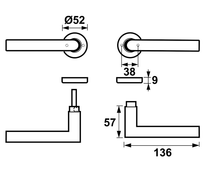 AXA Deurklink Milan met rond rozet aluminium F1 - Afbeelding 2