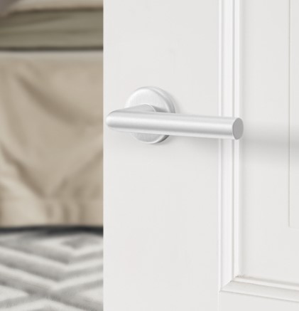 AXA Deurklink Milan met rond rozet aluminium F1 - Afbeelding 3