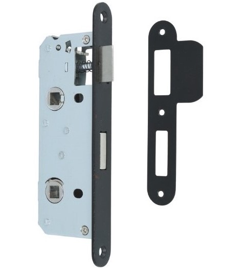 Deurklink Rond op mini rozet met wc-sluiting en smaldeurslot wc63/8 met ronde voorplaat rvs zwart - Afbeelding 8