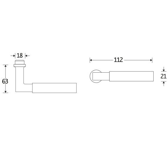 Enkele deurklink Bauhaus rechts messing PVD - Afbeelding 2