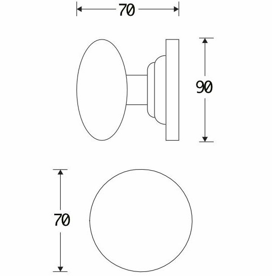 Voordeurknop Paddenstoel 70mm messing antiek - Afbeelding 2