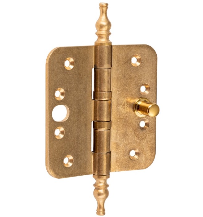 Kogellagerscharnier SKG3 89x89 ronde hoek vaas messing antiek