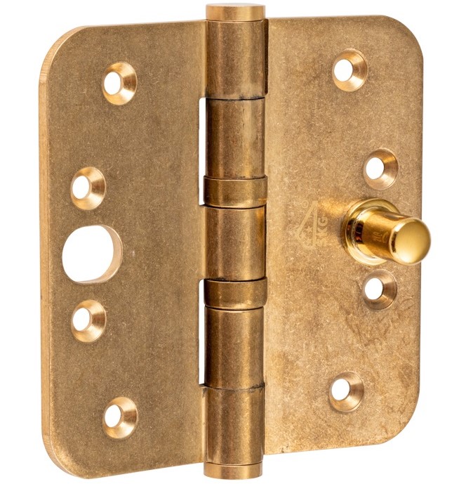 Kogellagerscharnier SKG3 89x89 ronde hoek vlak messing antiek