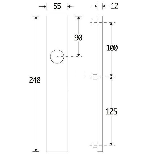 SKG3 rechthoekig schild blind buiten mat chroom - Afbeelding 2