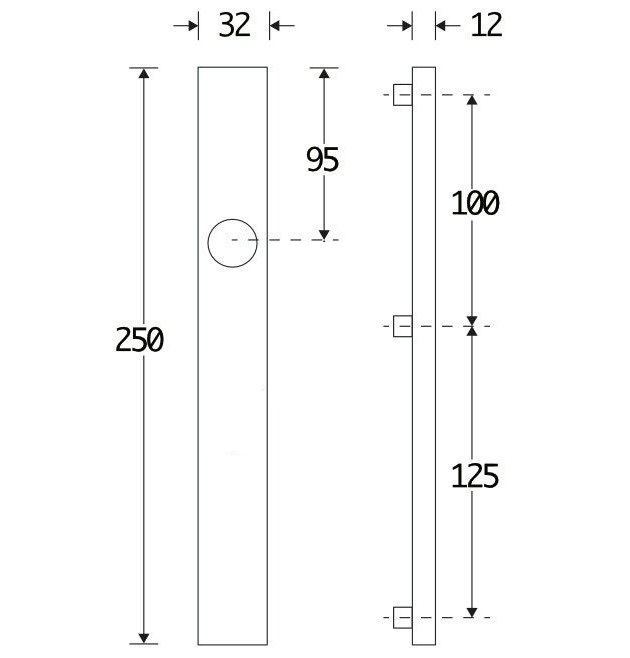 SKG3 rechthoekig smal schild blind buiten messing PVD - Afbeelding 2