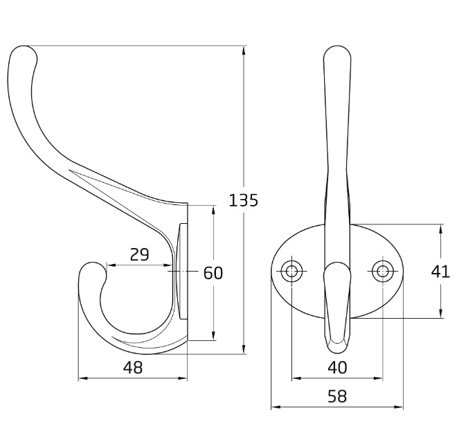 Kapstokhaak 135x58 mm zamak goud - Afbeelding 2
