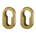 Set van 2 cilinderplaatjes ovaal aluminium mat goud