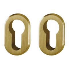 Set van 2 cilinderplaatjes ovaal aluminium mat goud