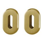 Set van 2 sleutelplaatjes ovaal aluminium mat goud