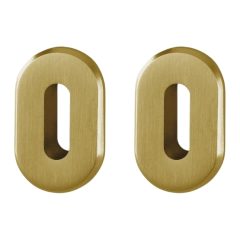 Set van 2 sleutelplaatjes ovaal aluminium mat goud