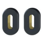 Set van 2 sleutelplaatjes ovaal aluminium mat zwart