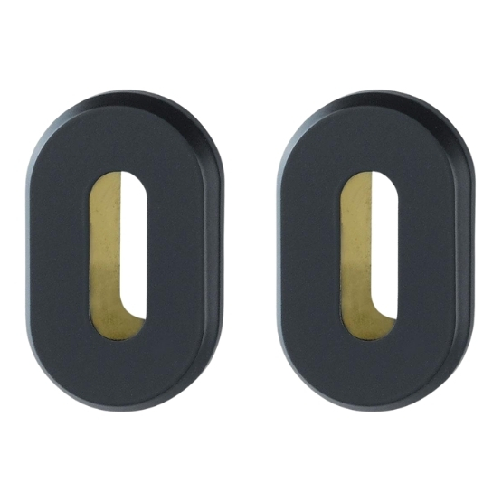 Set van 2 sleutelplaatjes ovaal aluminium mat zwart