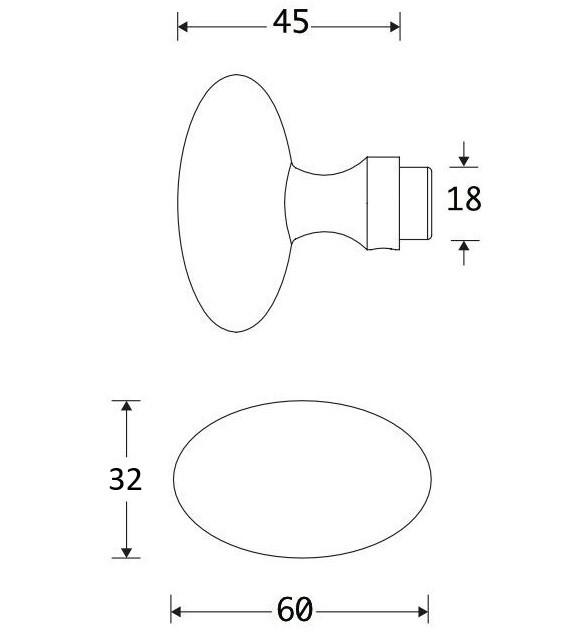 Knopkruk Ei 60x32 mm mat nikkel ongelakt - Afbeelding 2
