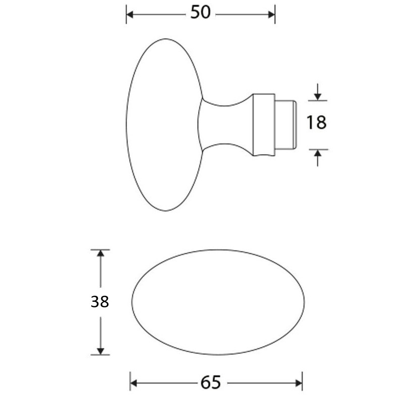 Knopkruk Ei 65x38 mm mat nikkel ongelakt - Afbeelding 2