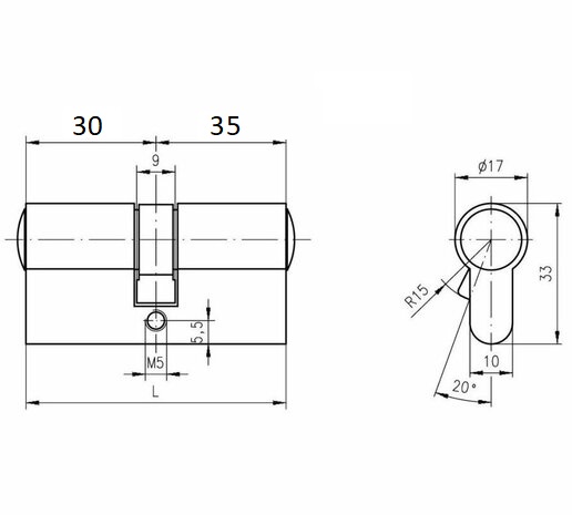 DOM Plura cilinder 30/35 SKG2 zwart - Afbeelding 2