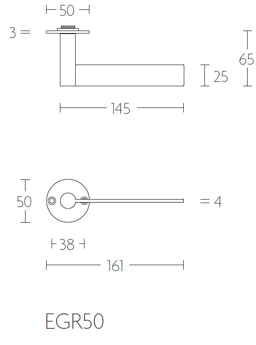Enkele deurklink links EDGY EGR50 op rozet mat zwart - Afbeelding 2
