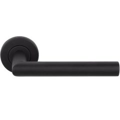 Deurklink Marc met ring op ronde rozet mat zwart