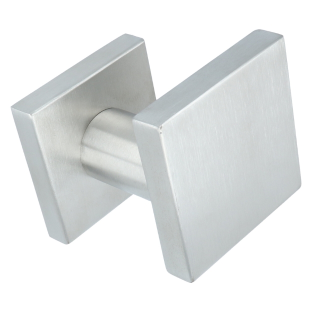 Voordeurknop vierkant excentrisch vast op rozet rvs - Afbeelding 2