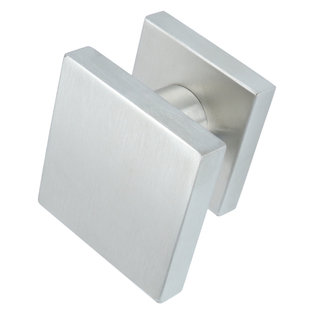 Voordeurknop vierkant excentrisch vast op rozet rvs - Afbeelding 3