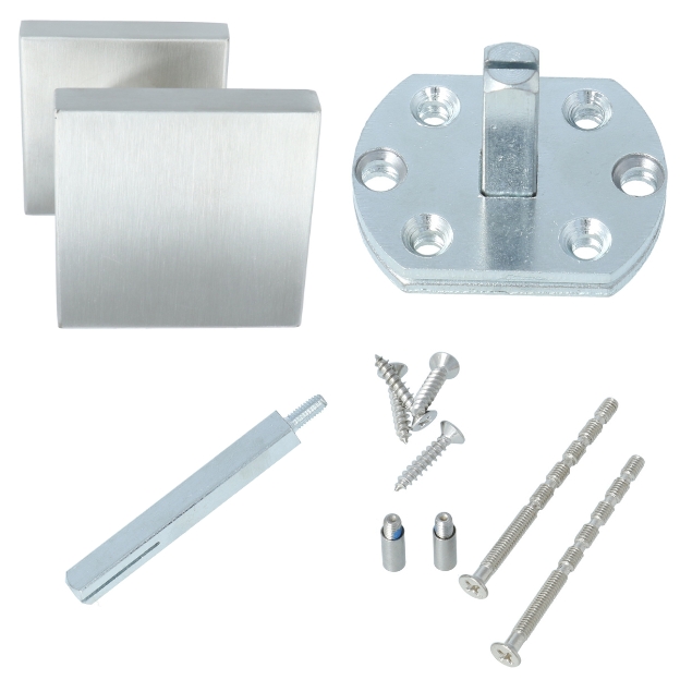 Voordeurknop vierkant excentrisch vast op rozet rvs - Afbeelding 4