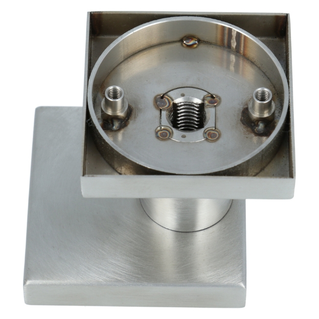 Voordeurknop vierkant excentrisch vast op rozet rvs - Afbeelding 5