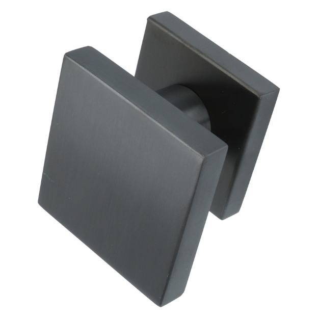 Voordeurknop vierkant excentrisch vast op rozet PVD Gunmetal - Afbeelding 2