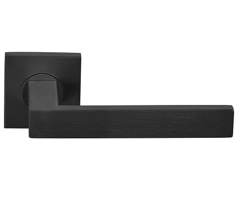 Deurklink Basis Rechthoek op geveerd rozet PVD gunmetal