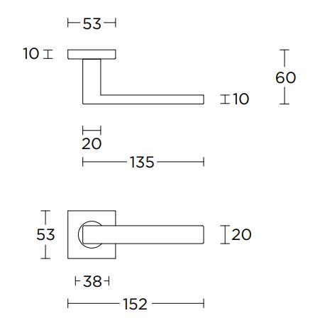 Deurklink Basis Rechthoek op geveerd rozet PVD gunmetal - Afbeelding 2