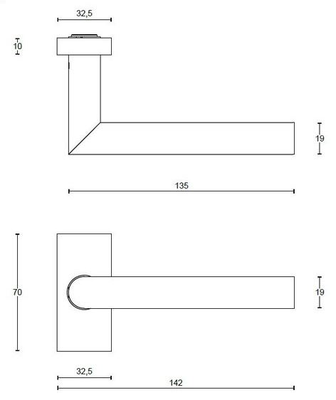 Deurklink Evi op rechthoekig rozet brons - Afbeelding 2