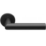 Deurklink Marc XL met ring op ronde rozet mat zwart