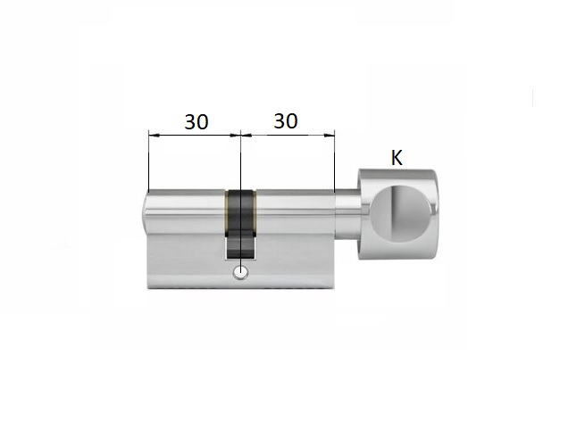 DOM Plura knopcilinder K30/30 SKG2 zwart - Afbeelding 4