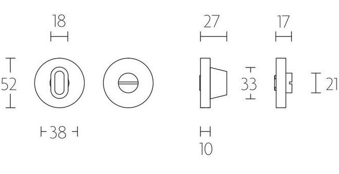 Toiletgarnituur blind BASIC LBWC50D-ZI 8mm mat rvs - Afbeelding 2