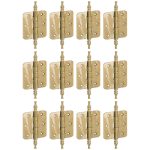 Set van 12 kogellagerscharnieren 76x76 ronde hoek vaas messing antiek