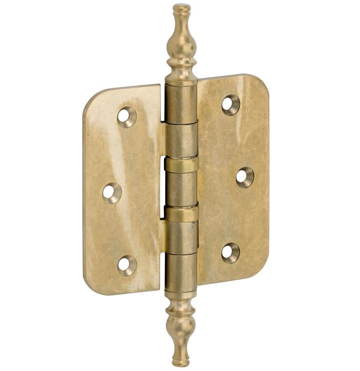 Set van 12 kogellagerscharnieren 76x76 ronde hoek vaas messing antiek - Afbeelding 3